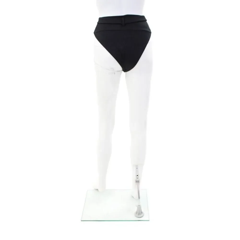 Beach Riot Womens Ribbed High Waist Belted Swim Bottoms Black Size XS
